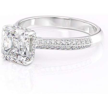 Inel de logodnă Elara din aur Alb 14kt cu moissanite tăietură asscher – Montură pavé rafinată pentru profil înalt | Personalizează și configurează gratuit online [6]
