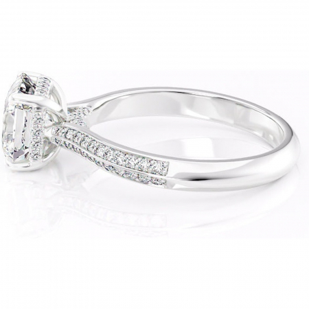 Inel de logodnă Elara din aur Alb 14kt cu moissanite tăietură asscher – Montură pavé rafinată pentru profil înalt | Personalizează și configurează gratuit online [5]