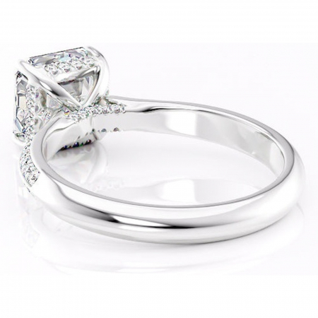 Inel de logodnă Elara din aur Alb 14kt cu moissanite tăietură asscher – Montură pavé rafinată pentru profil înalt | Personalizează și configurează gratuit online [3]