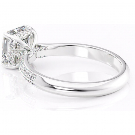 Inel de logodnă Elara din aur Alb 14kt cu moissanite tăietură asscher – Montură pavé rafinată pentru profil înalt | Personalizează și configurează gratuit online [4]