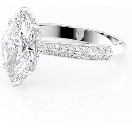 Inel de logodnă Elara din aur Alb 14kt cu moissanite tăietură marquise – Montură pavé rafinată pentru profil înalt | Personalizează și configurează gratuit online [6]