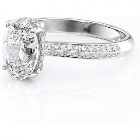 Inel de logodnă Elara din aur Alb 14kt cu moissanite tăietură ovală – Montură pavé rafinată pentru profil înalt | Personalizează și configurează gratuit online [6]