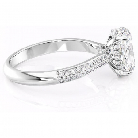 Inel de logodnă Elara din aur Alb 14kt cu moissanite tăietură ovală – Montură pavé rafinată pentru profil înalt | Personalizează și configurează gratuit online [1]