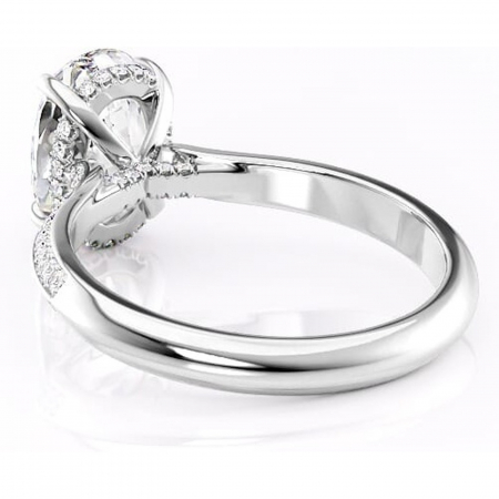 Inel de logodnă Elara din aur Alb 14kt cu moissanite tăietură ovală – Montură pavé rafinată pentru profil înalt | Personalizează și configurează gratuit online [3]