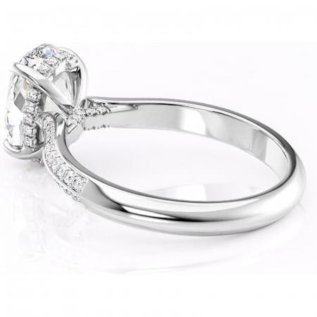 Inel de logodnă Elara din aur Alb 14kt cu moissanite tăietură ovală – Montură pavé rafinată pentru profil înalt | Personalizează și configurează gratuit online [4]