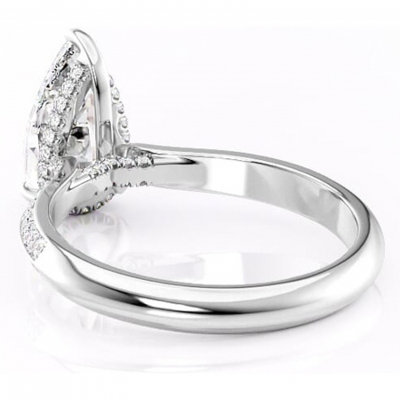 Inel de logodnă Elara din aur Alb 18kt cu moissanite tăietură pară – Montură pavé rafinată pentru profil înalt | Personalizează și configurează gratuit online [3]