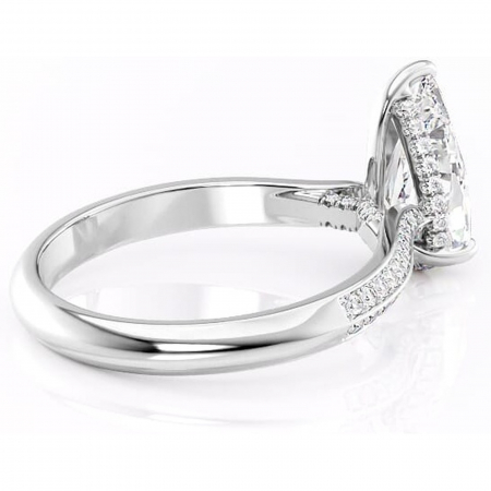 Inel de logodnă Elara din aur Alb 18kt cu moissanite tăietură pară – Montură pavé rafinată pentru profil înalt | Personalizează și configurează gratuit online [2]