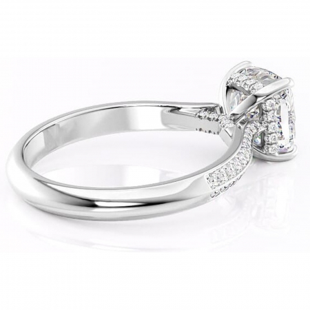 Inel de logodnă Elara din aur Alb 14kt cu moissanite tăietură pernă – Montură pavé rafinată pentru profil înalt | Personalizează și configurează gratuit online [2]