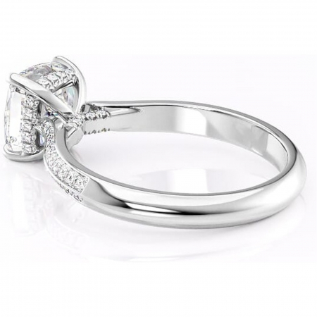 Inel de logodnă Elara din aur Alb 14kt cu moissanite tăietură pernă – Montură pavé rafinată pentru profil înalt | Personalizează și configurează gratuit online [4]