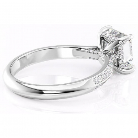 Inel de logodnă Elara din aur Alb 18kt cu moissanite tăietură princess – Montură pavé rafinată pentru profil înalt | Personalizează și configurează gratuit online [2]