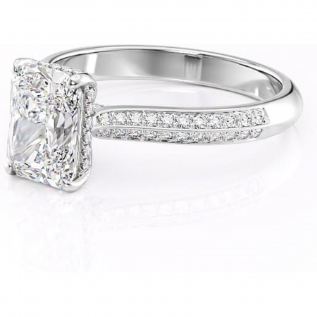 Inel de logodnă Elara din aur Alb 14kt cu moissanite tăietură radiantă – Montură pavé rafinată pentru profil înalt | Personalizează și configurează gratuit online [6]