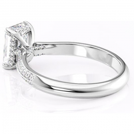 Inel de logodnă Elara din aur Alb 14kt cu moissanite tăietură radiantă – Montură pavé rafinată pentru profil înalt | Personalizează și configurează gratuit online [4]