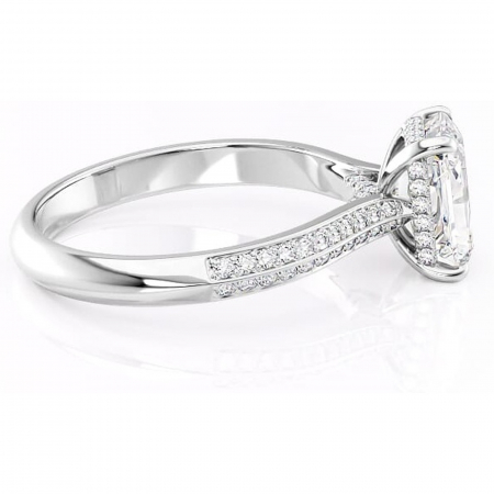 Inel de logodnă Elara din aur Alb 14kt cu moissanite tăietură radiantă – Montură pavé rafinată pentru profil înalt | Personalizează și configurează gratuit online [1]