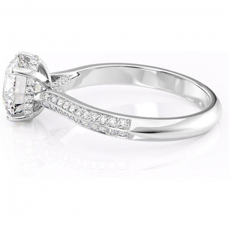 Inel de logodnă Elara din aur Alb 14kt cu moissanite tăietură rotundă – Montură pavé rafinată pentru profil înalt | Personalizează și configurează gratuit online [5]
