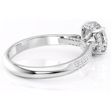 Inel de logodnă Elara din aur Alb 14kt cu moissanite tăietură rotundă – Montură pavé rafinată pentru profil înalt | Personalizează și configurează gratuit online [2]