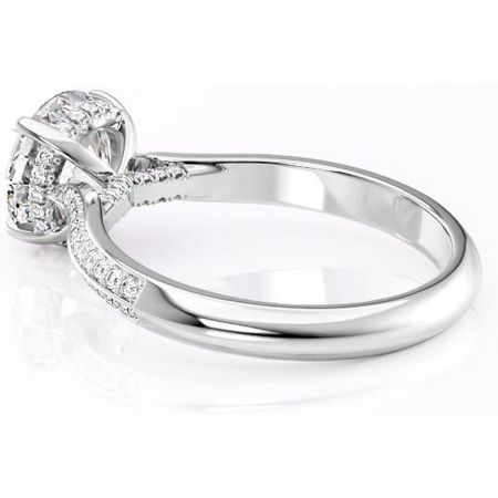 Inel de logodnă Elara din aur Alb 14kt cu moissanite tăietură rotundă – Montură pavé rafinată pentru profil înalt | Personalizează și configurează gratuit online [4]