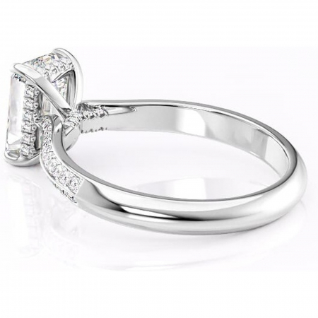 Inel de logodnă Elara din aur Alb 18kt cu moissanite tăietură smarald – Montură pavé rafinată pentru profil înalt | Personalizează și configurează gratuit online [4]