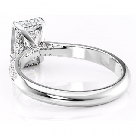 Inel de logodnă Elara din aur Alb 18kt cu moissanite tăietură smarald – Montură pavé rafinată pentru profil înalt | Personalizează și configurează gratuit online [3]