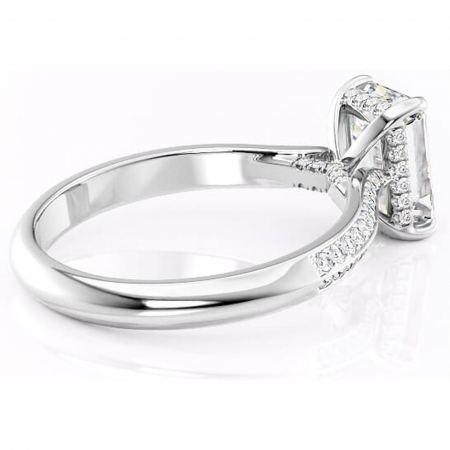 Inel de logodnă Elara din aur Alb 18kt cu moissanite tăietură smarald – Montură pavé rafinată pentru profil înalt | Personalizează și configurează gratuit online [2]