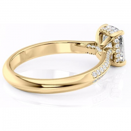 Inel de logodnă Elara din aur Galben 14kt cu moissanite tăietură asscher – Montură pavé rafinată pentru profil înalt | Personalizează și configurează gratuit online [2]