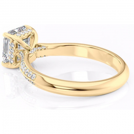 Inel de logodnă Elara din aur Galben 18kt cu moissanite tăietură asscher – Montură pavé rafinată pentru profil înalt | Personalizează și configurează gratuit online [4]