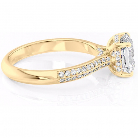 Inel de logodnă Elara din aur Galben 18kt cu moissanite tăietură asscher – Montură pavé rafinată pentru profil înalt | Personalizează și configurează gratuit online [1]