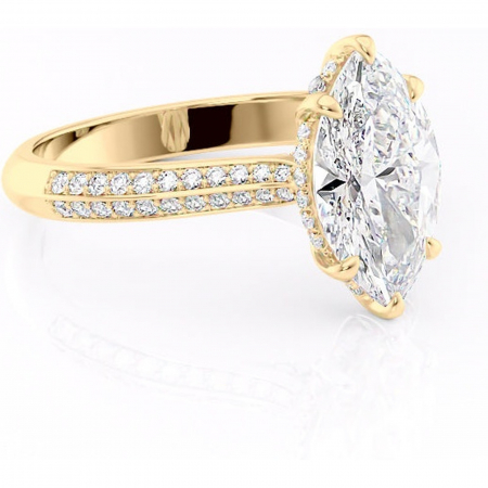 Marquise - Inel de logodnă Elara din aur Galben 18kt cu moissanite tăietură marquise – Montură pavé rafinată pentru profil înalt | Personalizează și configurează gratuit online