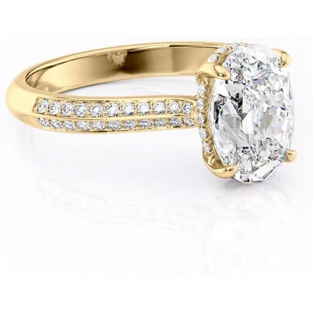 Ovală - Inel de logodnă Elara din aur Galben 18kt cu moissanite tăietură ovală – Montură pavé rafinată pentru profil înalt | Personalizează și configurează gratuit online