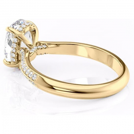 Inel de logodnă Elara din aur Galben 18kt cu moissanite tăietură ovală – Montură pavé rafinată pentru profil înalt | Personalizează și configurează gratuit online [4]