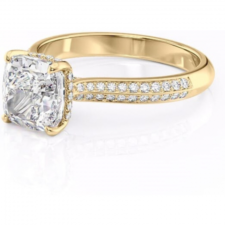 Inel de logodnă Elara din aur Galben 18kt cu moissanite tăietură pernă – Montură pavé rafinată pentru profil înalt | Personalizează și configurează gratuit online [6]