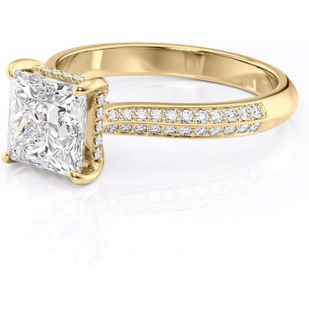 Inel de logodnă Elara din aur Galben 14kt cu moissanite tăietură princess – Montură pavé rafinată pentru profil înalt | Personalizează și configurează gratuit online [6]
