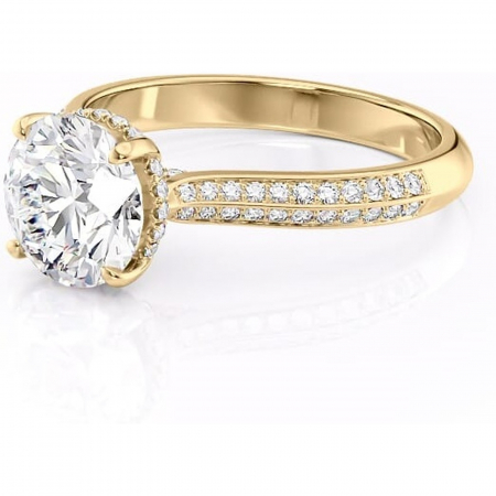 Inel de logodnă Elara din aur Galben 14kt cu moissanite tăietură rotundă – Montură pavé rafinată pentru profil înalt | Personalizează și configurează gratuit online [6]