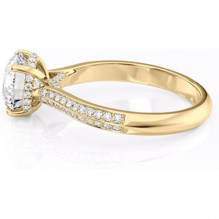 Inel de logodnă Elara din aur Galben 14kt cu moissanite tăietură rotundă – Montură pavé rafinată pentru profil înalt | Personalizează și configurează gratuit online [5]