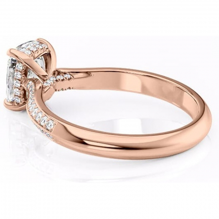 Inel de logodnă Elara din aur Rose 14kt cu moissanite tăietură asscher – Montură pavé rafinată pentru profil înalt | Personalizează și configurează gratuit online [4]
