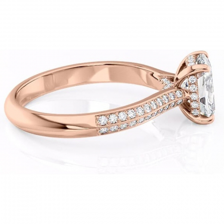 Inel de logodnă Elara din aur Rose 14kt cu moissanite tăietură asscher – Montură pavé rafinată pentru profil înalt | Personalizează și configurează gratuit online [1]