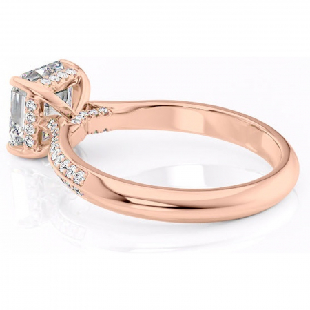Inel de logodnă Elara din aur Rose 14kt cu moissanite tăietură asscher – Montură pavé rafinată pentru profil înalt | Personalizează și configurează gratuit online [4]
