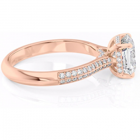 Inel de logodnă Elara din aur Rose 14kt cu moissanite tăietură asscher – Montură pavé rafinată pentru profil înalt | Personalizează și configurează gratuit online [1]