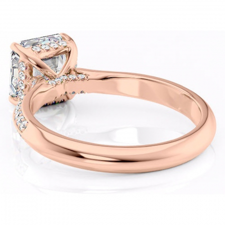 Inel de logodnă Elara din aur Rose 14kt cu moissanite tăietură asscher – Montură pavé rafinată pentru profil înalt | Personalizează și configurează gratuit online [3]