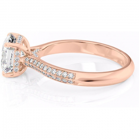 Inel de logodnă Elara din aur Rose 14kt cu moissanite tăietură asscher – Montură pavé rafinată pentru profil înalt | Personalizează și configurează gratuit online [5]