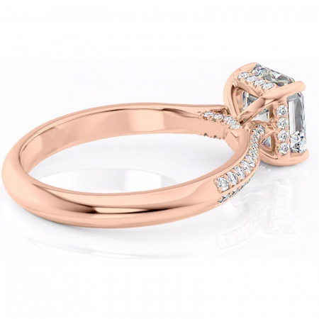 Inel de logodnă Elara din aur Rose 14kt cu moissanite tăietură asscher – Montură pavé rafinată pentru profil înalt | Personalizează și configurează gratuit online [2]