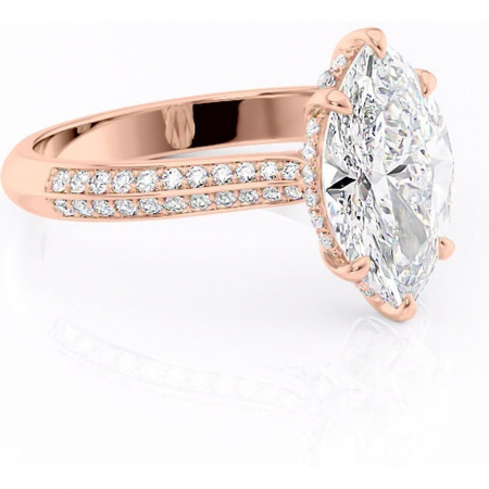 Marquise - Inel de logodnă Elara din aur Rose 18kt cu moissanite tăietură marquise – Montură pavé rafinată pentru profil înalt | Personalizează și configurează gratuit online