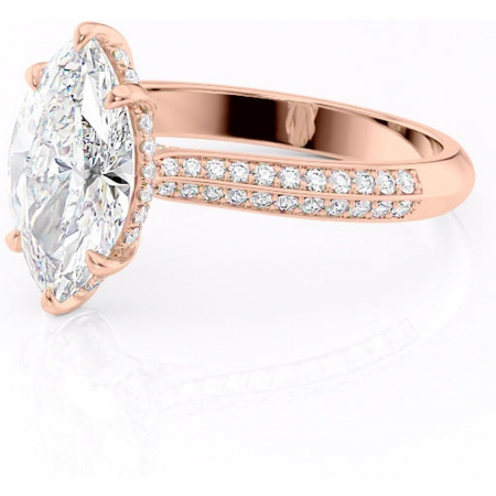 Inel de logodnă Elara din aur Rose 18kt cu moissanite tăietură marquise – Montură pavé rafinată pentru profil înalt | Personalizează și configurează gratuit online [6]
