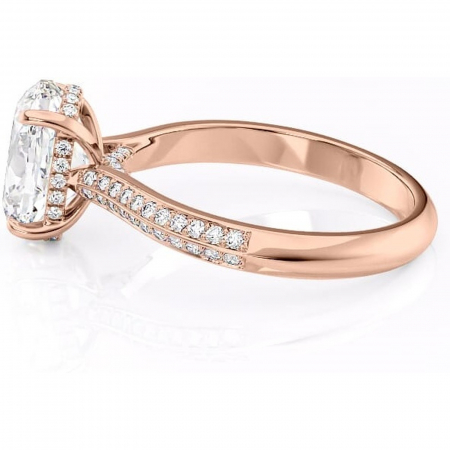 Inel de logodnă Elara din aur Rose 14kt cu moissanite tăietură ovală – Montură pavé rafinată pentru profil înalt | Personalizează și configurează gratuit online [5]