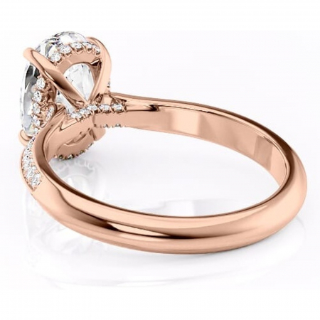 Inel de logodnă Elara din aur Rose 14kt cu moissanite tăietură ovală – Montură pavé rafinată pentru profil înalt | Personalizează și configurează gratuit online [3]