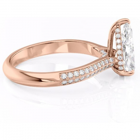Inel de logodnă Elara din aur Rose 18kt cu moissanite tăietură pară – Montură pavé rafinată pentru profil înalt | Personalizează și configurează gratuit online [1]
