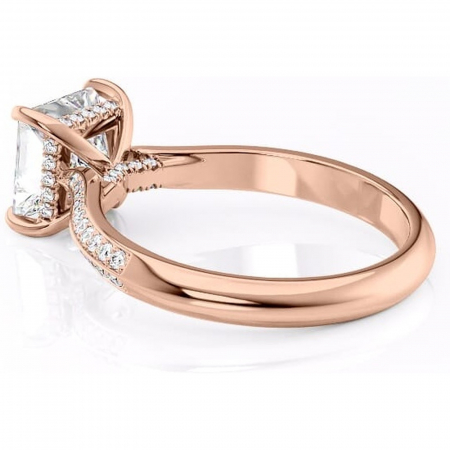 Inel de logodnă Elara din aur Rose 14kt cu moissanite tăietură princess – Montură pavé rafinată pentru profil înalt | Personalizează și configurează gratuit online [4]