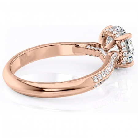 Inel de logodnă Elara din aur Rose 14kt cu moissanite tăietură rotundă – Montură pavé rafinată pentru profil înalt | Personalizează și configurează gratuit online [2]