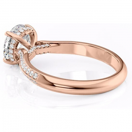Inel de logodnă Elara din aur Rose 14kt cu moissanite tăietură rotundă – Montură pavé rafinată pentru profil înalt | Personalizează și configurează gratuit online [4]