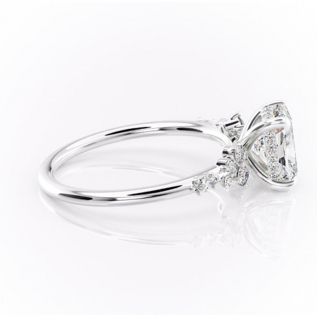 Inel de logodnă Elaris din aur Alb 14kt cu moissanite tăietură asscher – Pietre laterale rafinată pentru profil înalt | Personalizează și configurează gratuit online [1]