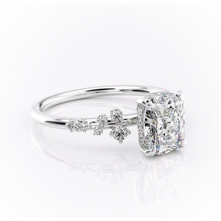 Pernă alungită - Inel de logodnă Elaris din aur Alb 14kt cu moissanite tăietură asscher – Pietre laterale rafinată pentru profil înalt | Personalizează și configurează gratuit online